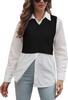 Womens Preppy Cropped Sweater Vest V Neck Sleeveless Cable Knit Tank Top