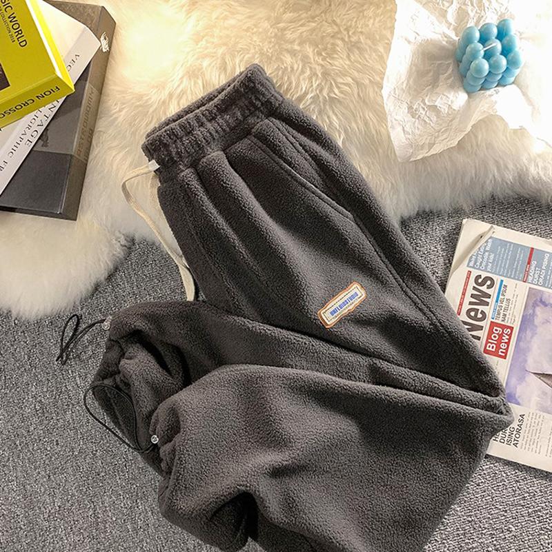 Casual Sports Pants Thick Fleece Warm Sweatpants Baggy Joggers Trousers