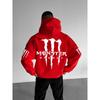 Hanorac hip-hop streetwear pentru bărbați, imprimeu Y2K Monster Energy, top cu glugă casual larg, la modă, potrivit pentru purtare zilnică și sport.