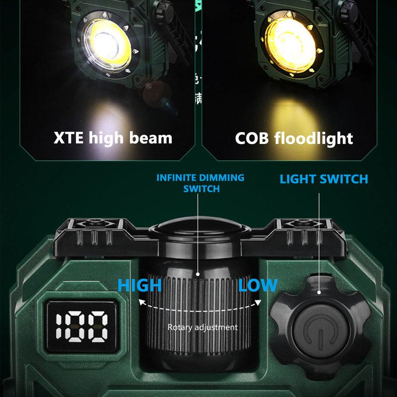 Rechargeable Hook Outdoor Emergency Camping Lamp,Super Bright Portable COB Flashlight,SOLAR CHARGING Torch,5 MODES.Magnetic