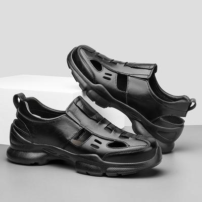 Fashion Fashion Designer Men's Genuine Leather Sandals Breathable Casual Shoes for Men Outdoor Lightweight Male Platform Sandalias Mo-35