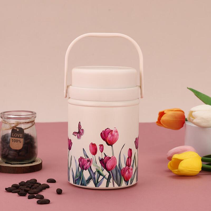Portable Insulated Food Jar with Spoon and Handle