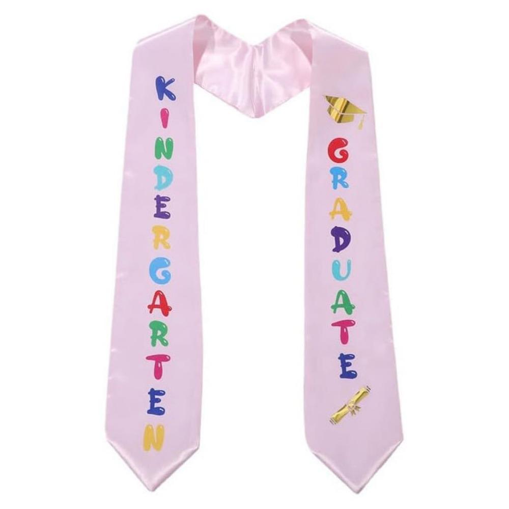 New Satin Kindergarten Preschool Graduation Shawl Printed with Letter Honor Scarf Ceremonial Belt Graduation Party Supplies розовый