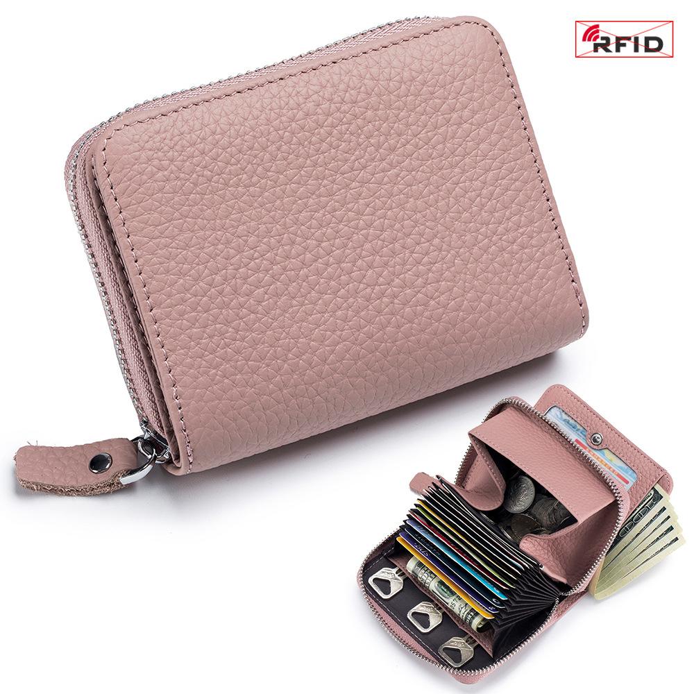 Women's Genuine Leather RFID Wallet Japanese Accordion Card Holder Stylish Multi-Functional Large Capacity Coin Purse