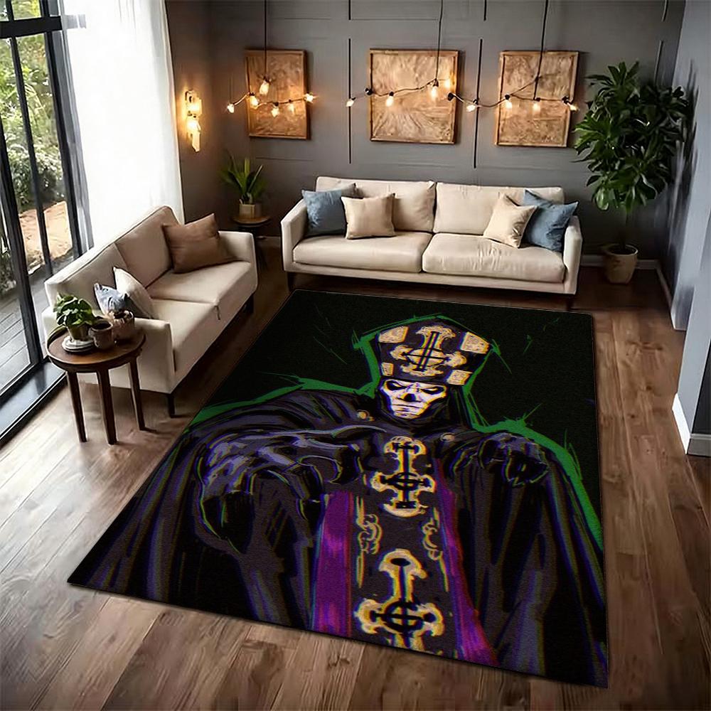 Dark Gothic Skeleton Bishop Rectangular Rug Soft Nonslip Carpet For Hallway Doorway Kitchen Home Decor Great Holiday Gift