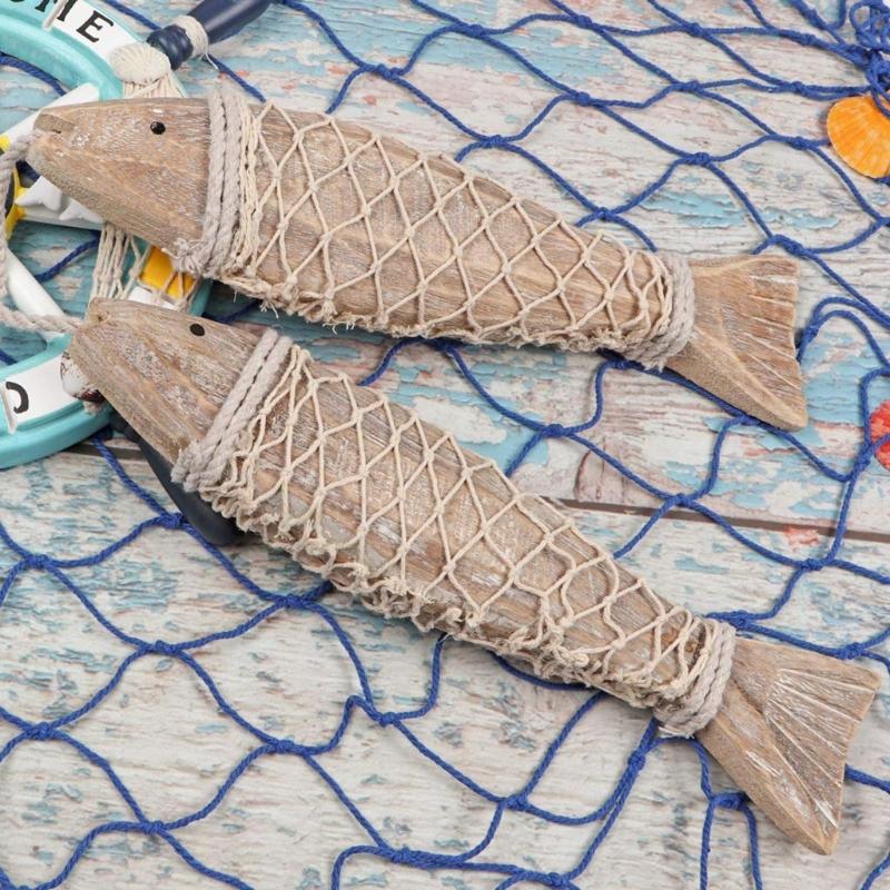 Wood Fish Pendant Set of 2 Decorative Home Hanging Decoration for Indoor Outdoor Garden Yard Decoration Gift