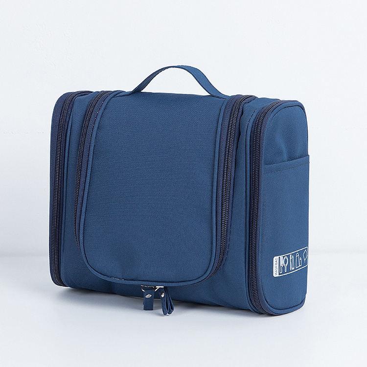 Pure Color Multi Compartment Pockets Oxford Cloth Wash Toiletry Bag Travel Portable For Toothbrush Storage
