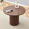 Runder Esstisch aus MDF (100 cm) für 4-6 Personen: Tischplatte (4 Segmente) In Nussbaum-Optik, Zylindrische Beine mit Metallstütze & Klettverschluss.