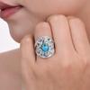Turquoise & Blue Topaz Ring: 925 Sterling Silver Gemstone Statement