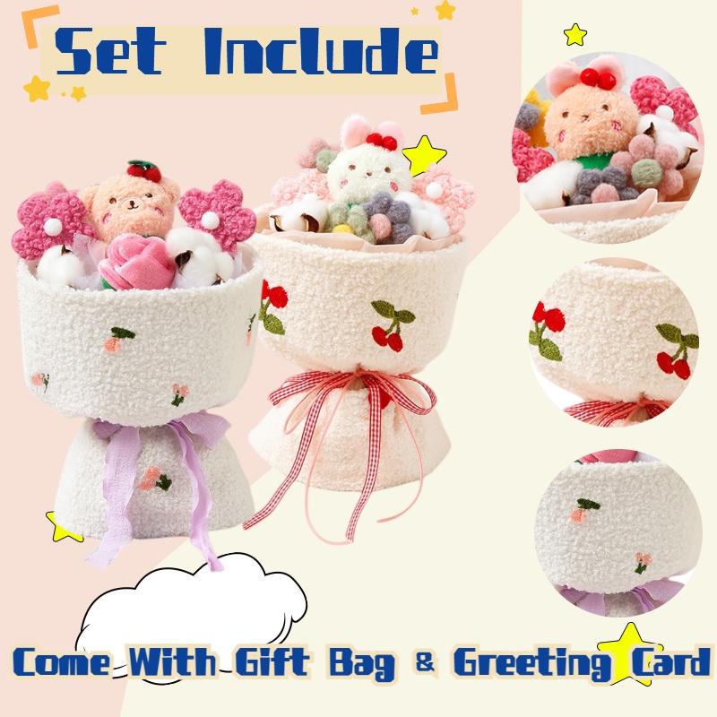 Cute Plush Teddy Bear Bouquet With Roses Ideal Gift For Valentine's Day