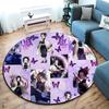 Classic Japanese-style Cartoon Demon Slayer Round Rug, Home Soft Decorative Anti-slip Yoga Mat and Chair Mat, Outdoor Floor Mat Carpet K24