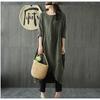 Übergröße Frühling Ethnisch Stil Raglanärmel Baumwolle Leinen Kleid Locker Schlank Eleganter Stil Bequem Leicht Hohe Wiedererkennung