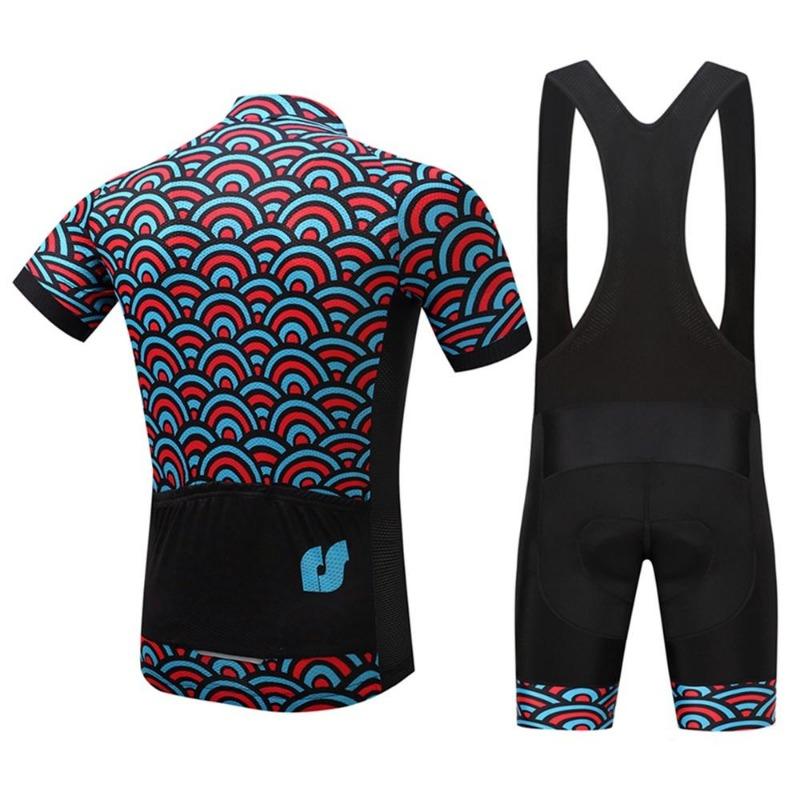 Summer Short Riding Bicycle Cycling Clothing Set Men Sport Jerseys Suits Black Bib Pants Bicycle Clothes