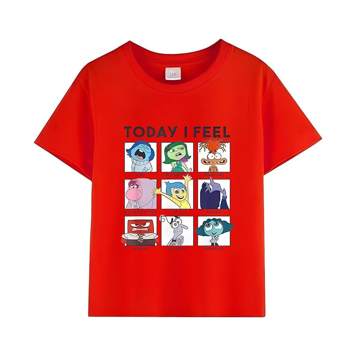 Today I Feel Inside Out 2 Print Tshirt Unisex and Womens Tops Tshirt Summer Casual Short Sleeved Clothing Soft Cotton S