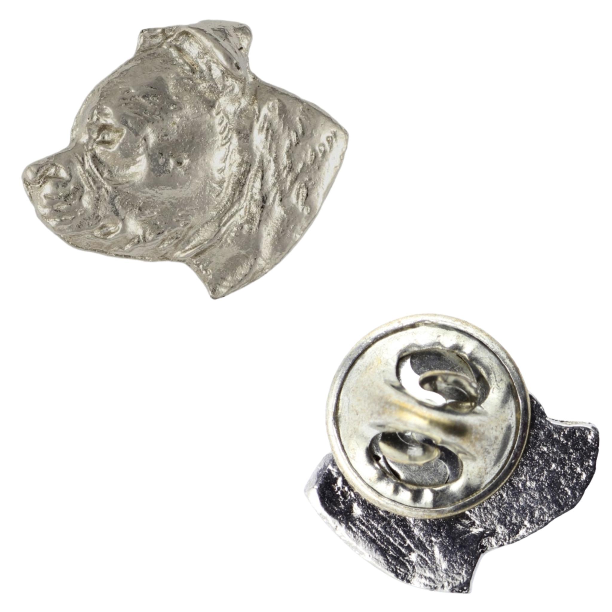 

Staffordshire Bull Terrier, Staffy - Silver-plated dog brooch, elegant pin, jacket lapel decoration by Art-Dog brand срібний