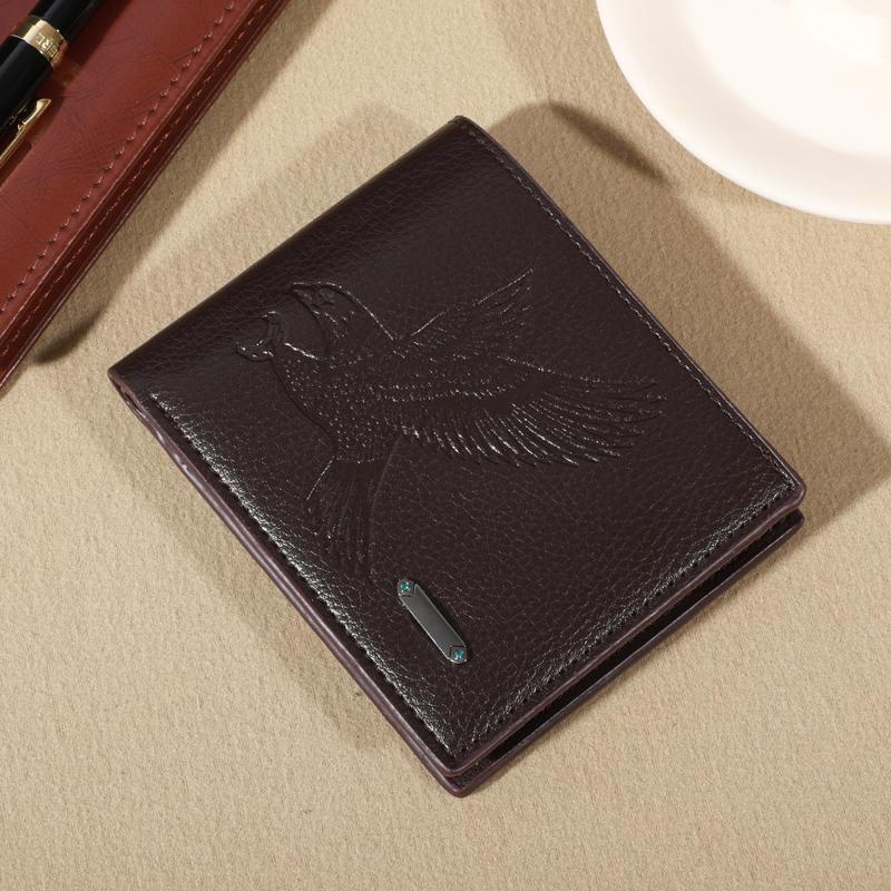 

Мужской кошелек из черной искусственной кожи с тиснением орла: Водонепроницаемый и устойчивый к царапинам, с клетчатым узором, большой вместимостью и несколькими картами S