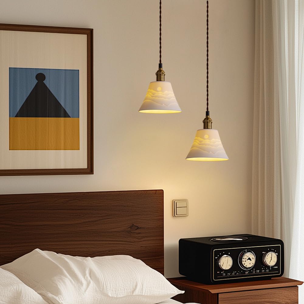 Cerdeco Retro and Compact Ceramic Pendant Light Hanging Lighting with a Retro and a Touch of Showa Era Charm Interior Ceiling Cafe E17 Hook Ceiling