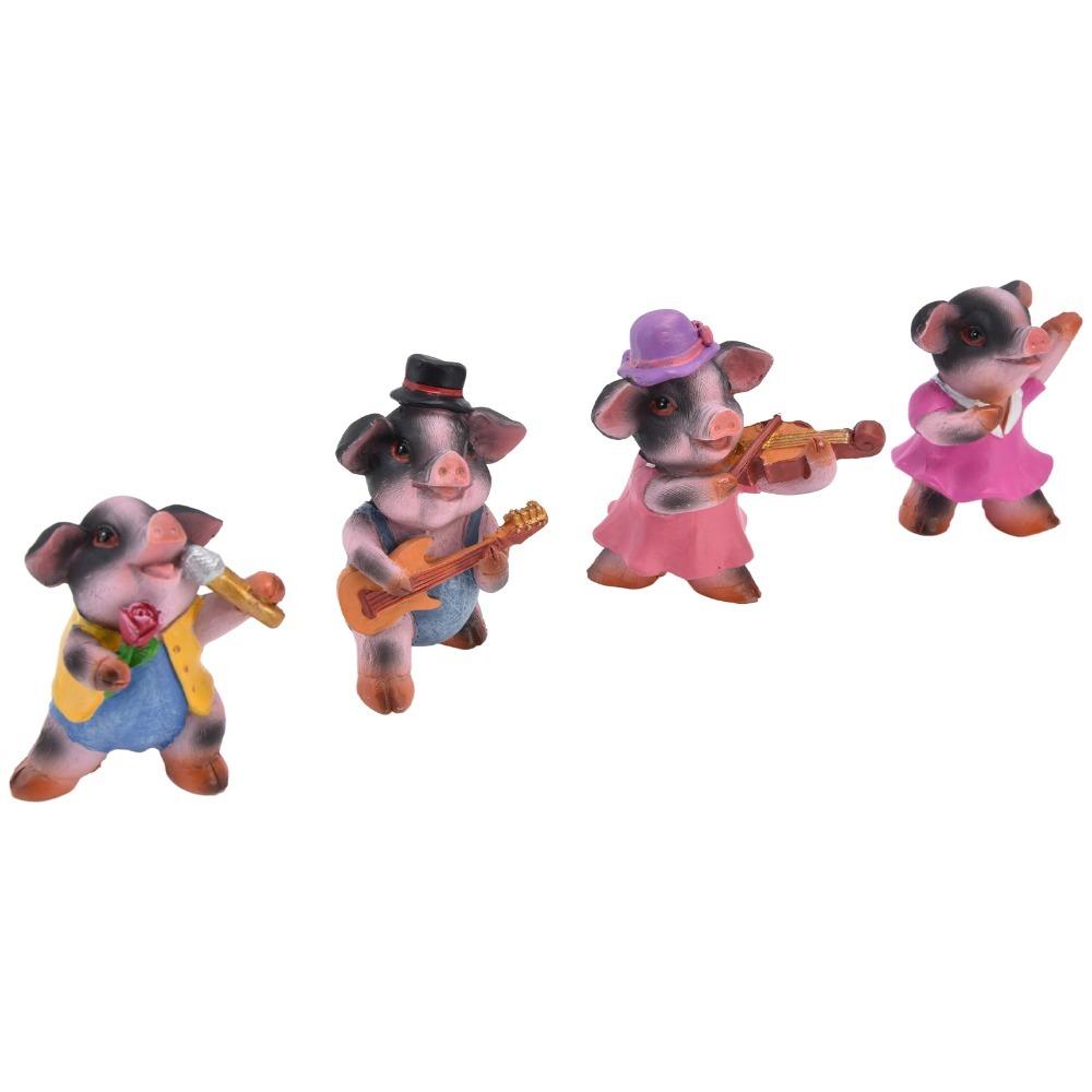 4Pcs music pigs Pig Ornaments Cute Pig Pig Decor Exquisite Pig Statue Home