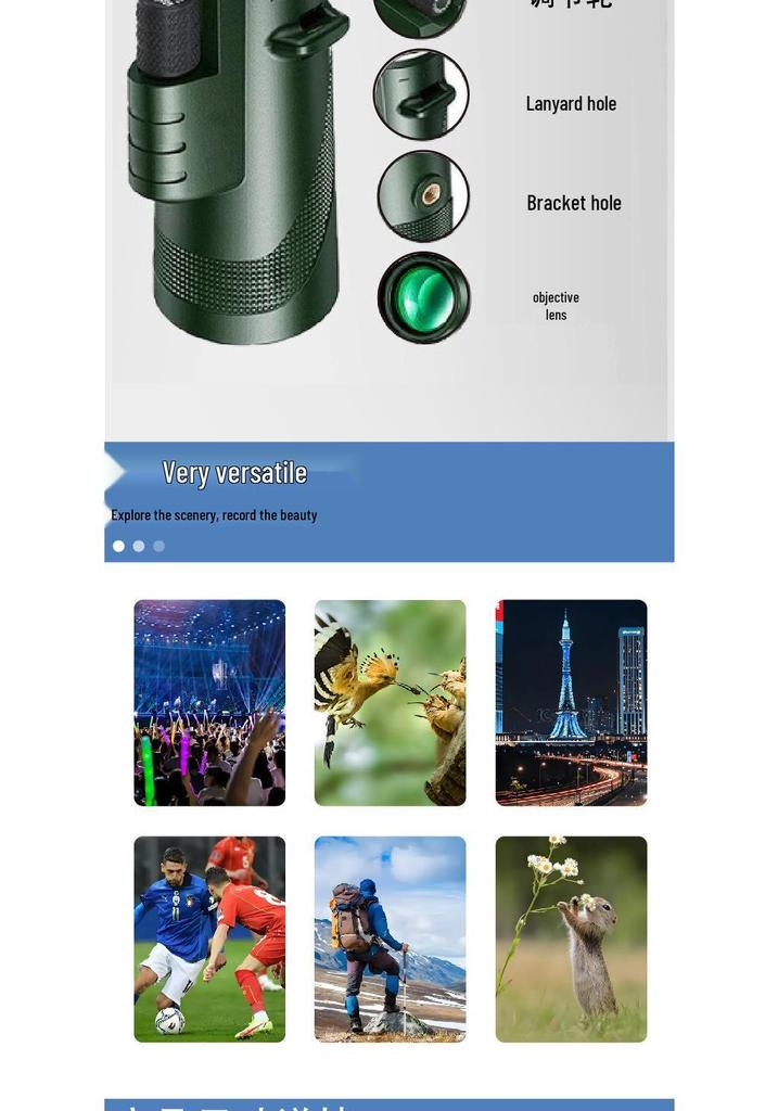 High-Definition Monocular Telescope with Night Vision for Outdoor and Mobile Photography