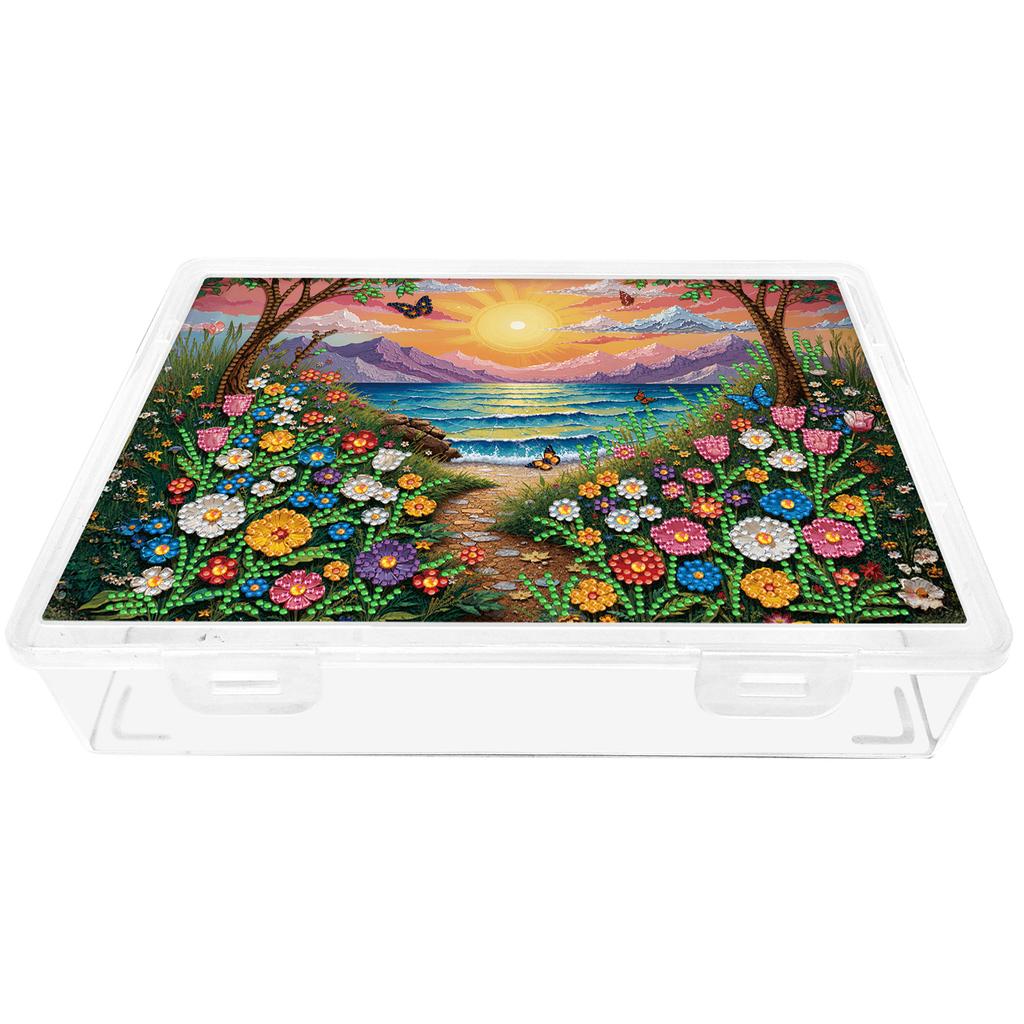 DIY Flower Plastic Large Capacity Diamond Painting Storage Box Exquisite Craft Supplies Storage Box for Home Holiday Gifts