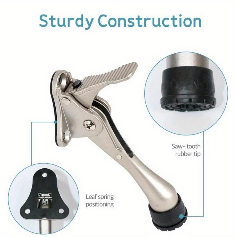 Adjustable Pedals Door Stopper Heavy Duty Mute Zinc Alloy Door Stops with Non-Slip Rubber Tip Hidden Wall Protector