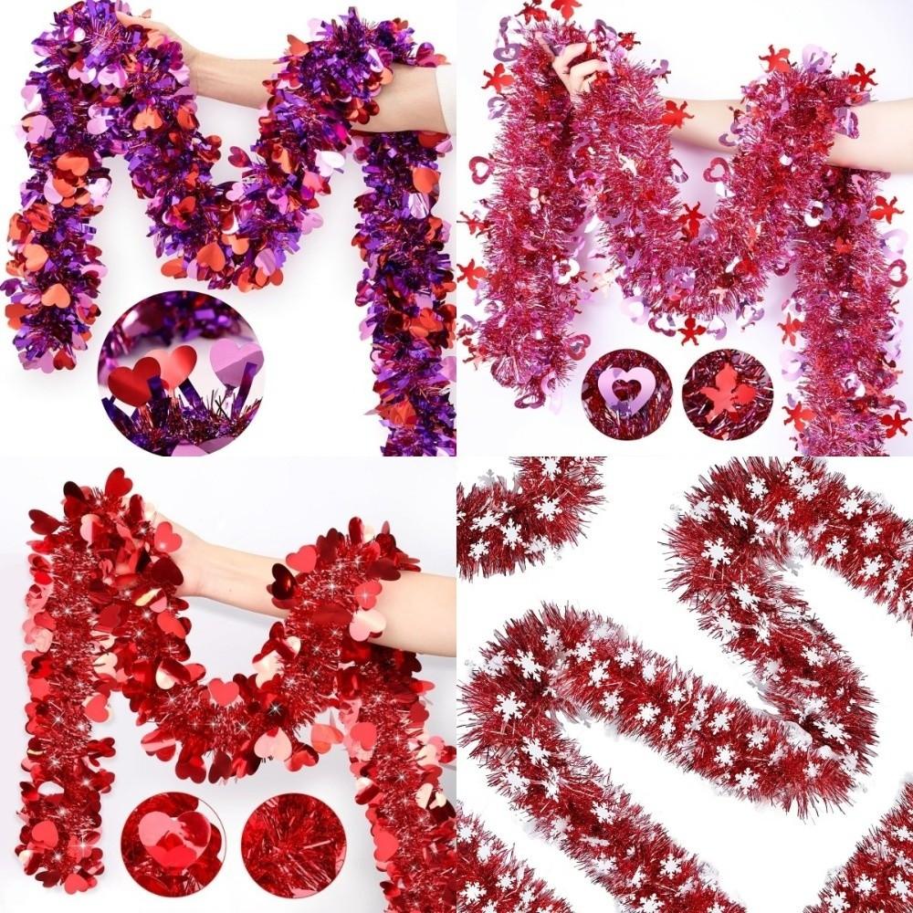 DIY Heart Tinsel Garland Love Sequins Hanging Decor Sweet Valentines Garland  Valentines Party