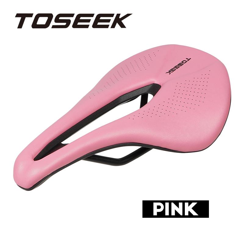 TOSEEK Fahrradsattel Carbon Leichtleder Gel Belüftung Mountain Road Bike Sitzsattel mit Einfachem Originaldesign für