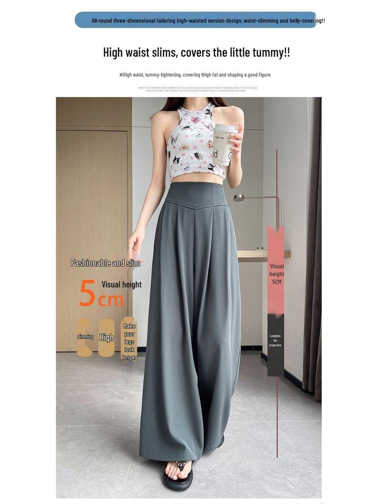 2025 Women's High Waist Loose Straight-Leg Pants - Slimming, Floor-Length, Casual Trousers for Spring, Summer, Autumn