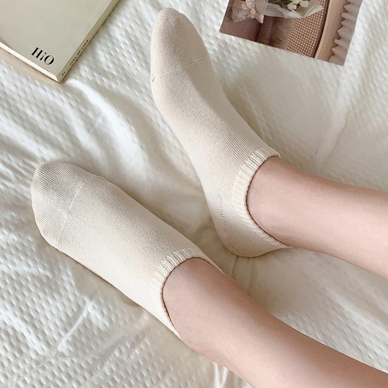 3 PaarSet Sommer Damen Unifarben Niedrig geschnittene Socken Neu Rutschfest Silikon Unsichtbar Füßlinge Knöchelsocken Harajuku Damen Baumwollsocken