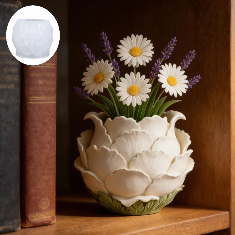 3D Pfingstrosenblütenförmige Töpfe Silikonform, DIY Light Luxury Stil Blumentopf Zum Erstellen Einer Romantischen Ecke Für Ihren Schreibtisch