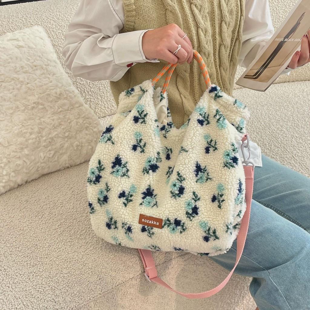 Stylish Soft Floral Tote Bag For Women Perfect For Daily Use In Autumn And Winter Seasons