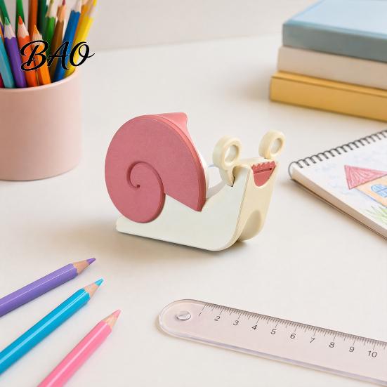 Snail Design Tape Dispenser 3D Printed Dispenser, Universal Packaging Wrapping Holder, Desk Decorative Cutting Tools for Home Office School