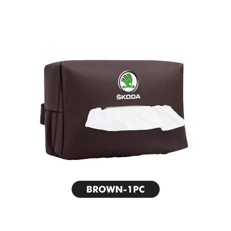 VIJT4 Car Tissue Box Cover Seat Back Hanging Type Tissue Storage Case For Skoda S Kodiaq Octavia 2 3 Yeti Karoq Rapid Fabia VII VRS