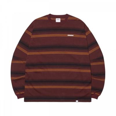Striped Long Sleeve Tee   Burgundy