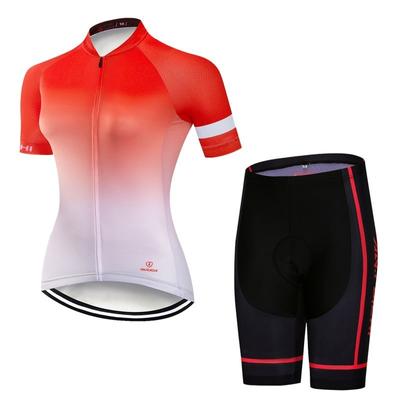 Summer Short Sleeve Riding Bicycle Cycling Clothing Set Gradient Color Women Sport Jerseys Suits Bicycle Clothes Suit Race Bicycle Wear Tights
