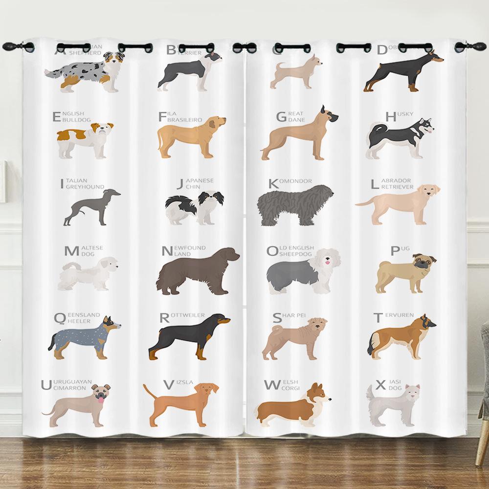 Curtain Cartoon Animal Curtain Digital Printing 3D Blackout Curtain Blindout Bedroom No Punching