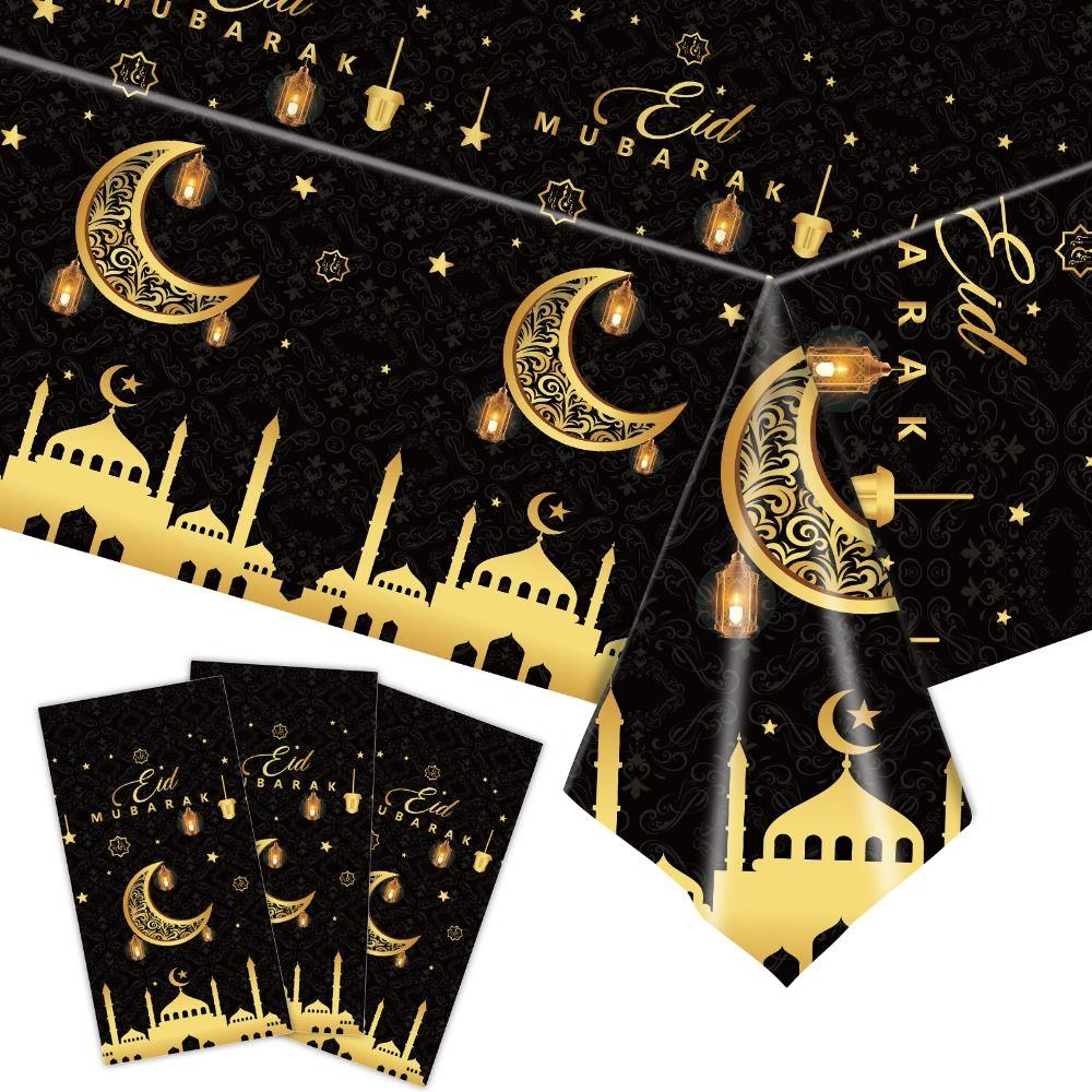 Disposable Eid Mubarak Tablecloths Plastic Table Cover 2025 Ramadan Decoration  Party Supplies