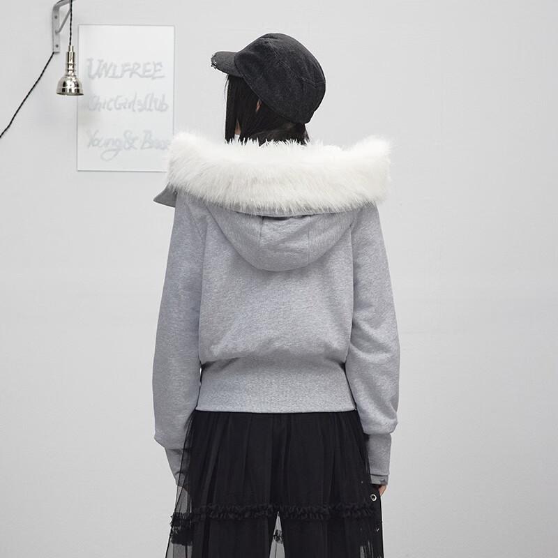 UNIFREE Winter Korean Style Slim Short Coat with Fur Collar