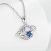 Exclusive Blue Planet Women's Necklace: Meteorite & Sapphire Zirconia Clavicle Chain