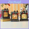 Christmas Scene Fireplace Ornament Music Box With Sitting Elder For Holiday Decor