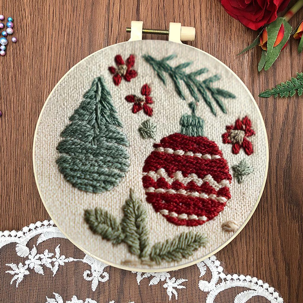 4 Pack Embroidery Starter Kit with Christmas Patterns Cross Stitch Kits with Embroidery Hoop Needles Threads Instruction