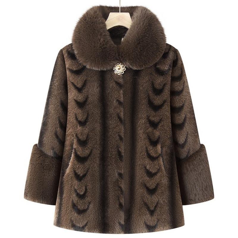 Wife Winter Mink Coat Fleece Thickened New Thermal Cotton Coat Old Coat Women
