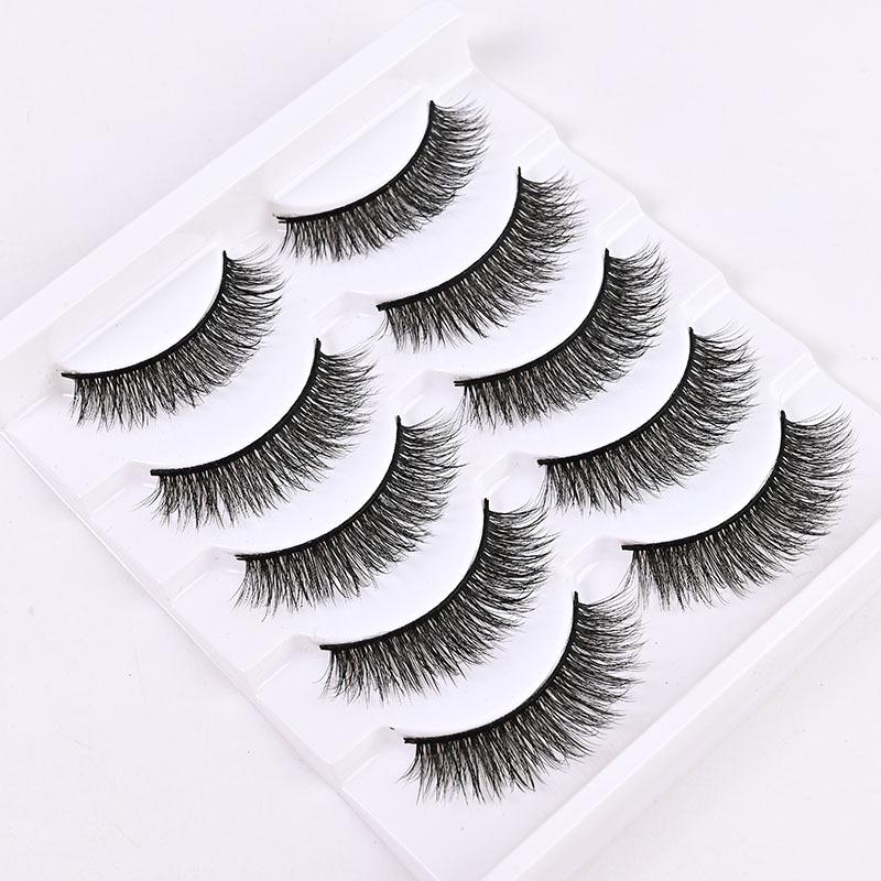 3D Dense Natural Curl False Eyelashes with Hard Stem for Double Eyelids