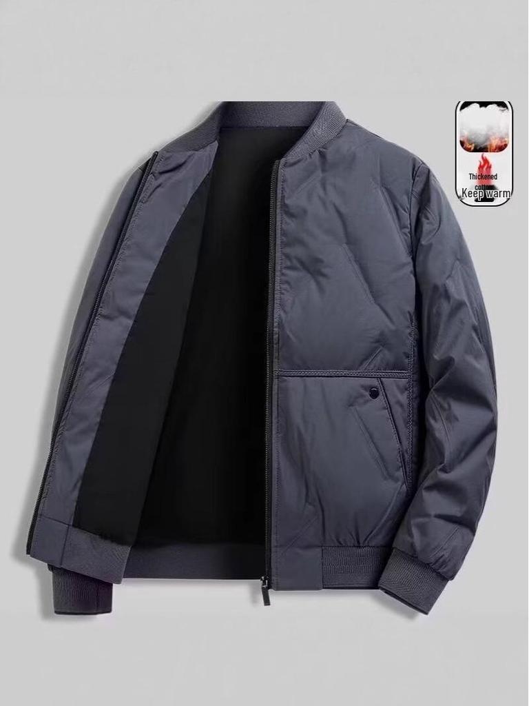 Men's Trendy Black Bomber Jacket with Baseball Collar