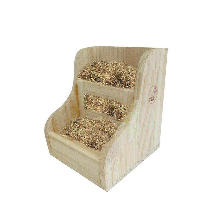 Pet Wooden Grass Frame Rabbit Food Basin 2-In-1 Grass Frame Rabbit Guinea Pig And Dragon Cat With Built-In Fixed Grass Frame