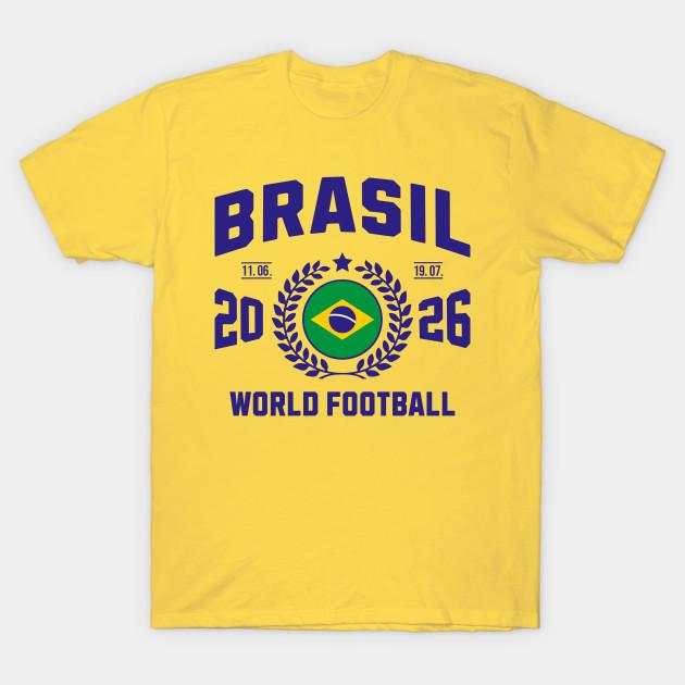 Мужская черная футболка с принтом Бразилия Футбольный болельщик 2026 Дизайн значка Печать на трансферной бумаге без вырезания Хлопковая футболка M жёлтый