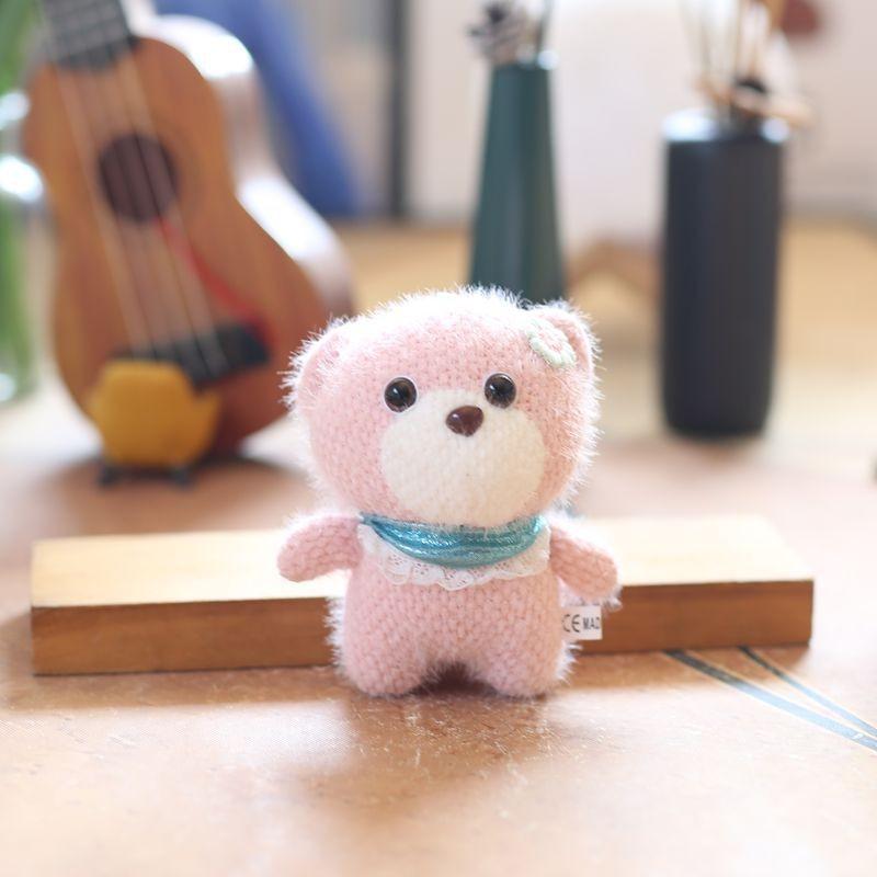 Adorable Cute Knitted Bear Plush Toy Keychain Doll Charming Cartoon Bag Pendant