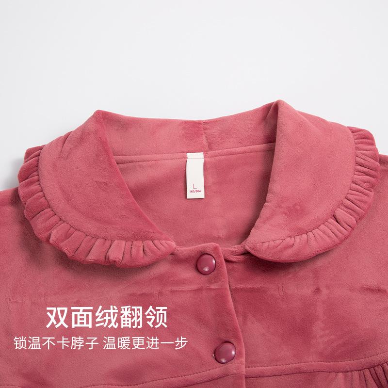 Pajamas Women'S Autumn And Winter Island Fleece Women'S Warm Spring And Autumn Middle-Aged Mother Coral Fleece Winter Loungewear