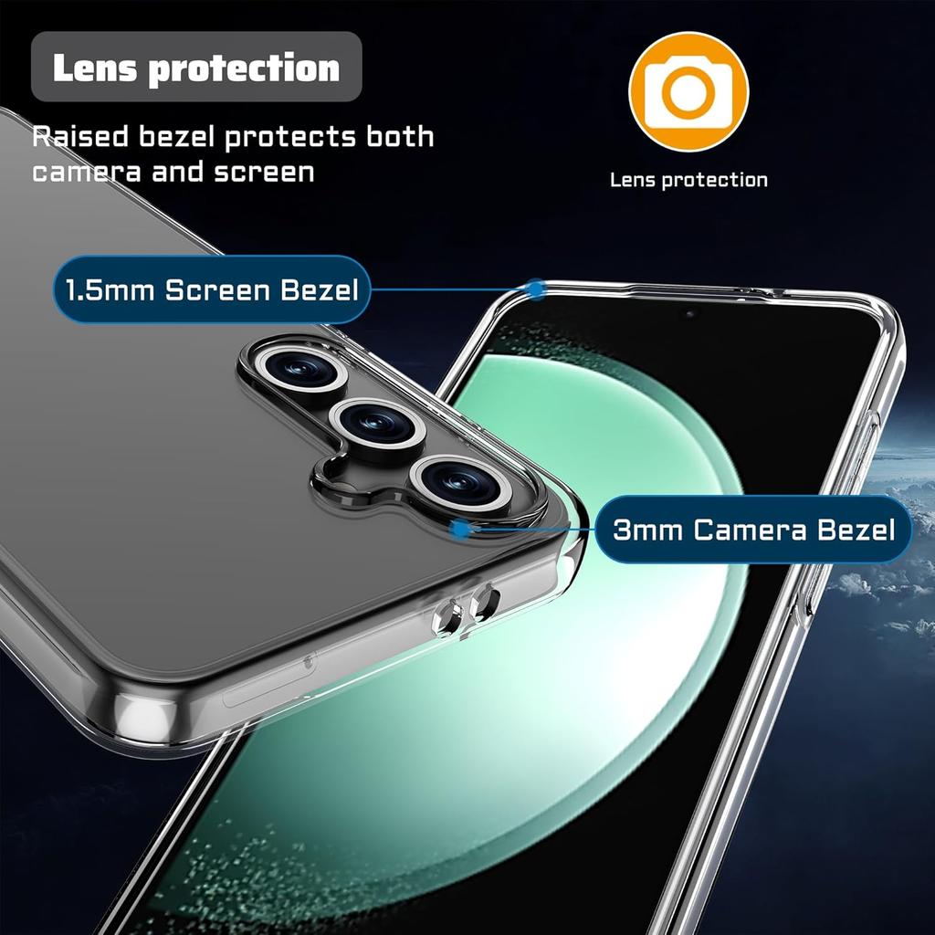 For Samsung Galaxy S25 FE Clear TPU Anti-Scratch Phone Case+2.5D Arc Edge Screen Protector