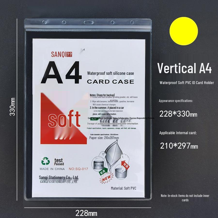 Waterproof Transparent Badge & Document Holder - Large, Soft, Vertical/Horizontal, Fits A5, B6, A4, A3